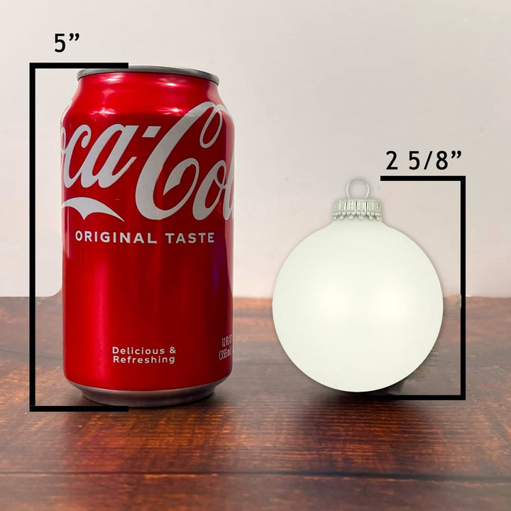 2 5/8" (67mm) Ball Ornaments, Silver Caps, Snow White, 8/Box, 12/Case, 96 Pieces