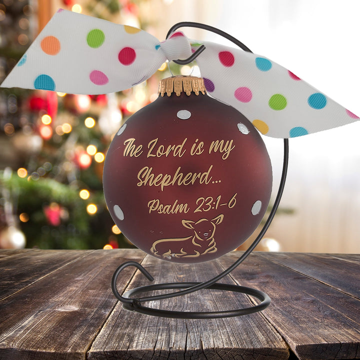 3 1/4" (80mm) Personalizable Hugs Specialty Gift Ornaments, Mustang Velvet Glass Ball with The Lord is my Shepherd