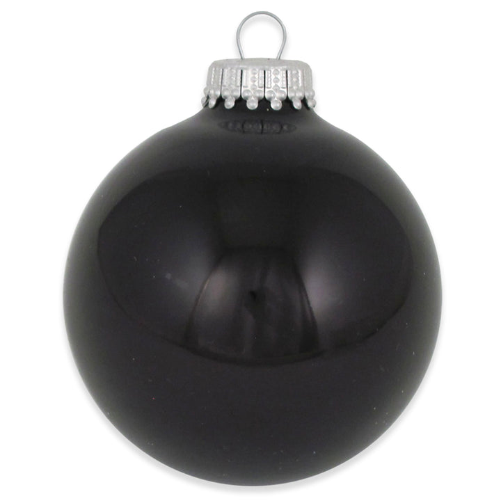 2 5/8" (67mm) Ball Ornaments, Silver Caps, Ebony Shine, 8/Box, 12/Case, 96 Pieces