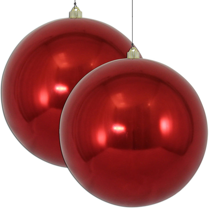 12" (300mm) Giant Commercial Pre Wired Shatterproof Ball Ornament, Sonic Red, Case, 2 Pieces