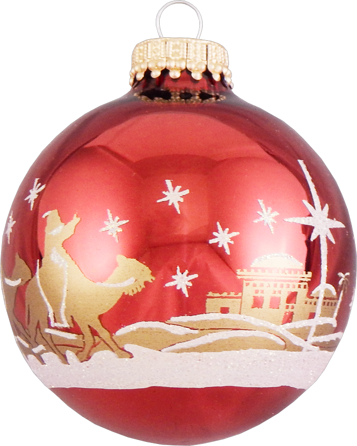 2 5/8" (67mm) Ball Ornaments Nativity Scene, Red/Gold/Multi, 4/Box, 12/Case, 48 Pieces