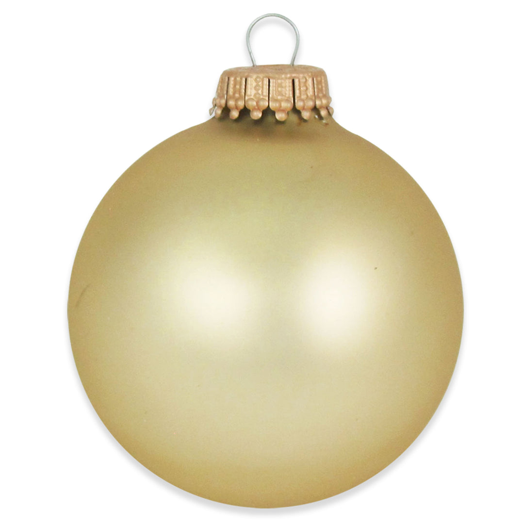 2 5/8" (67mm) Ball Ornaments, Gold Caps, Harvest Gold, 8/Box, 12/Case, 96 Pieces