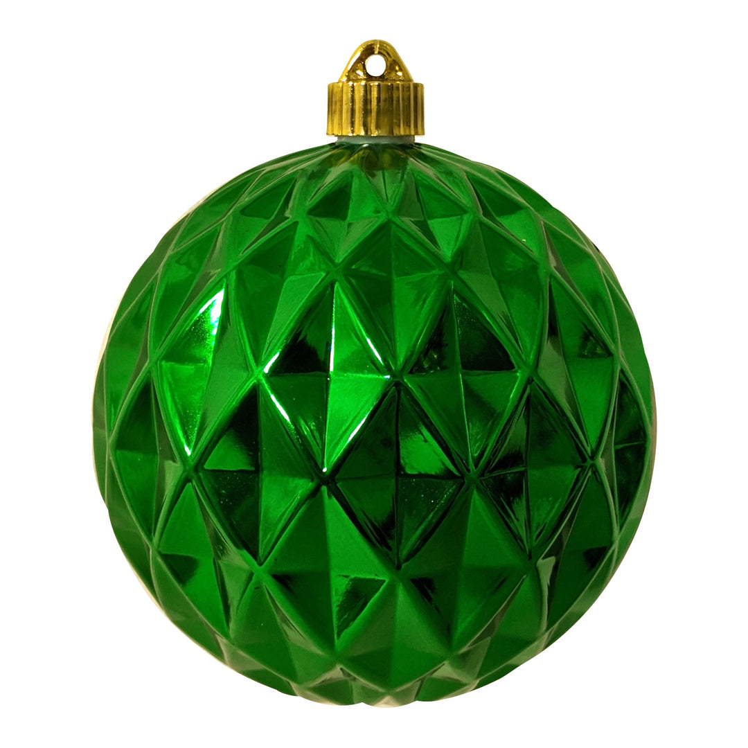 6" (150mm) Commercial Shatterproof Ball Ornament, Shiny Blarney Green Diamond, 2 per Bag, 6 Bags per Case, 12 Pieces