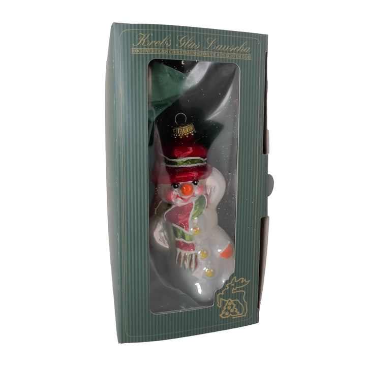 6" (16cm) Jolly Snowman with hat, White/ Red/ Green,  Figurine Ornaments, 1/Box, 6/Case, 6 Pieces