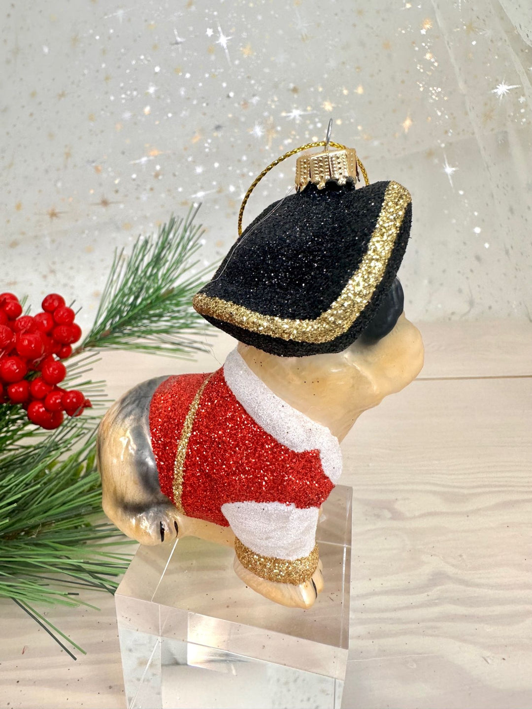 3 3/4" (95mm) Pirate Pug Figurine Ornaments, 1/Box, 6/Case, 6 Pieces