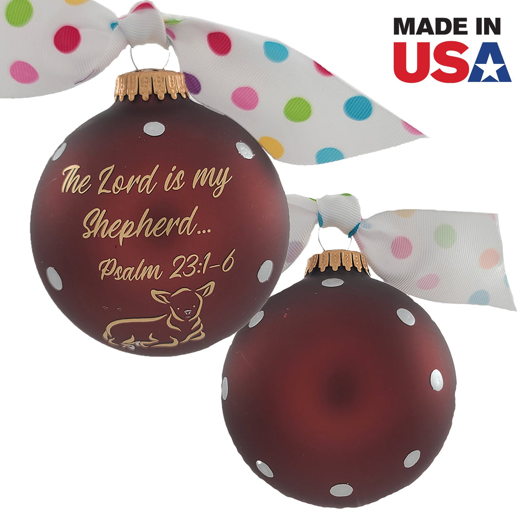 3 1/4" (80mm) Personalizable Hugs Specialty Gift Ornaments, Mustang Velvet Glass Ball with The Lord is my Shepherd