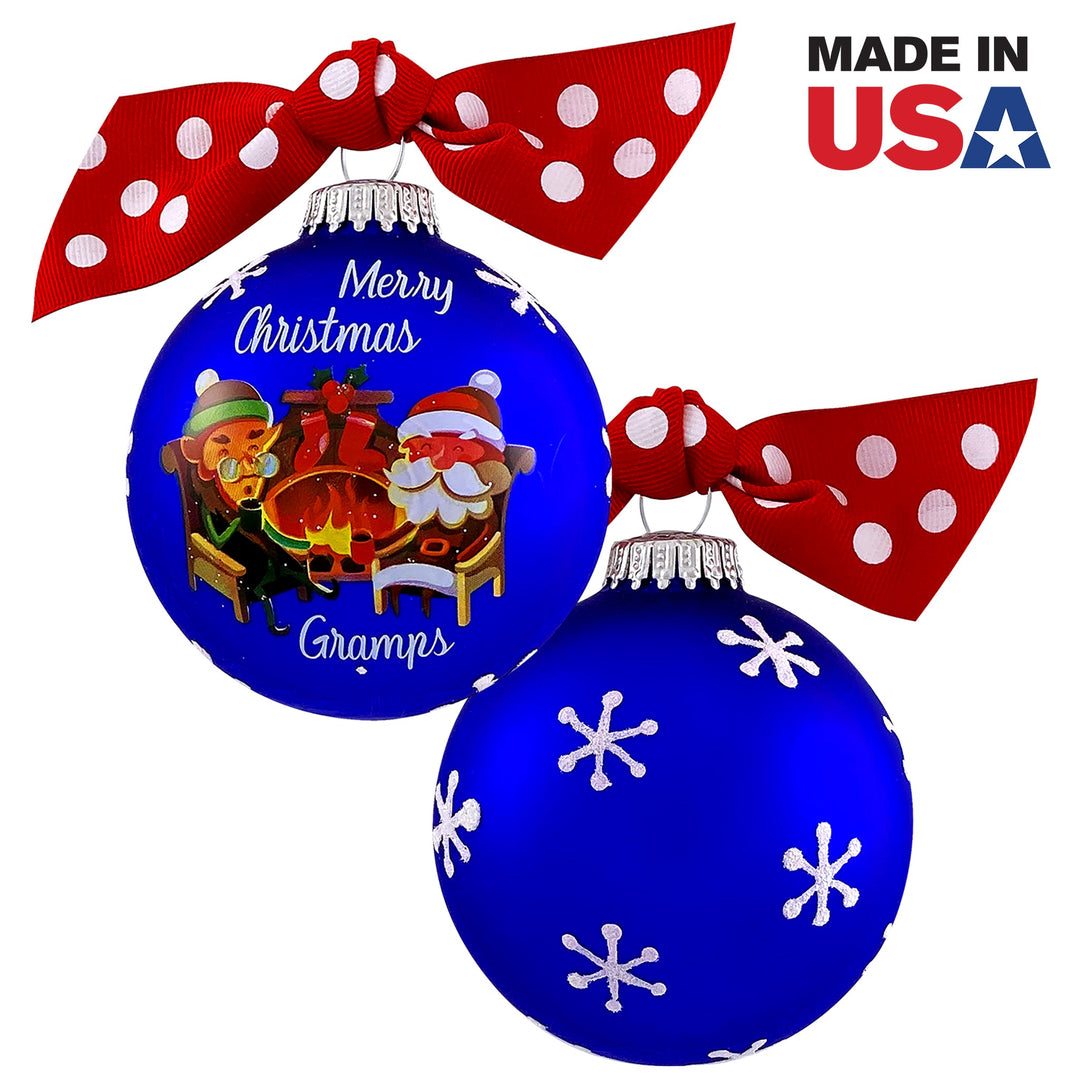 3 1/4" (80mm) Personalizable Hugs Specialty Gift Ornaments, Merry Christmas Gramps, Royal Velvet, 1/Box, 12/Case, 12 Pieces