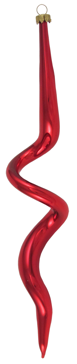 7 1/2" (191mm) Boxed Glass Corkscrew Ornaments, Christmas Red, 4/Box, 12/Case, 48 Pieces