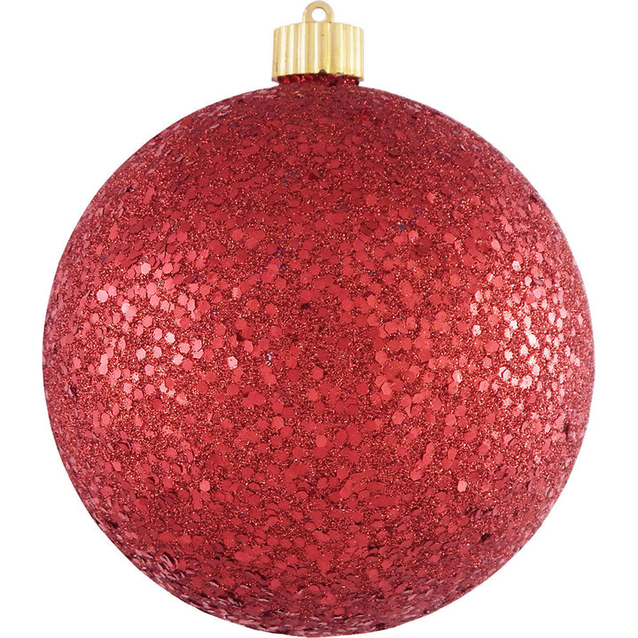 6" (150mm) Large Commercial Shatterproof Ball Ornaments, Red Glitz, 1/Box, 12/Case, 12 Pieces