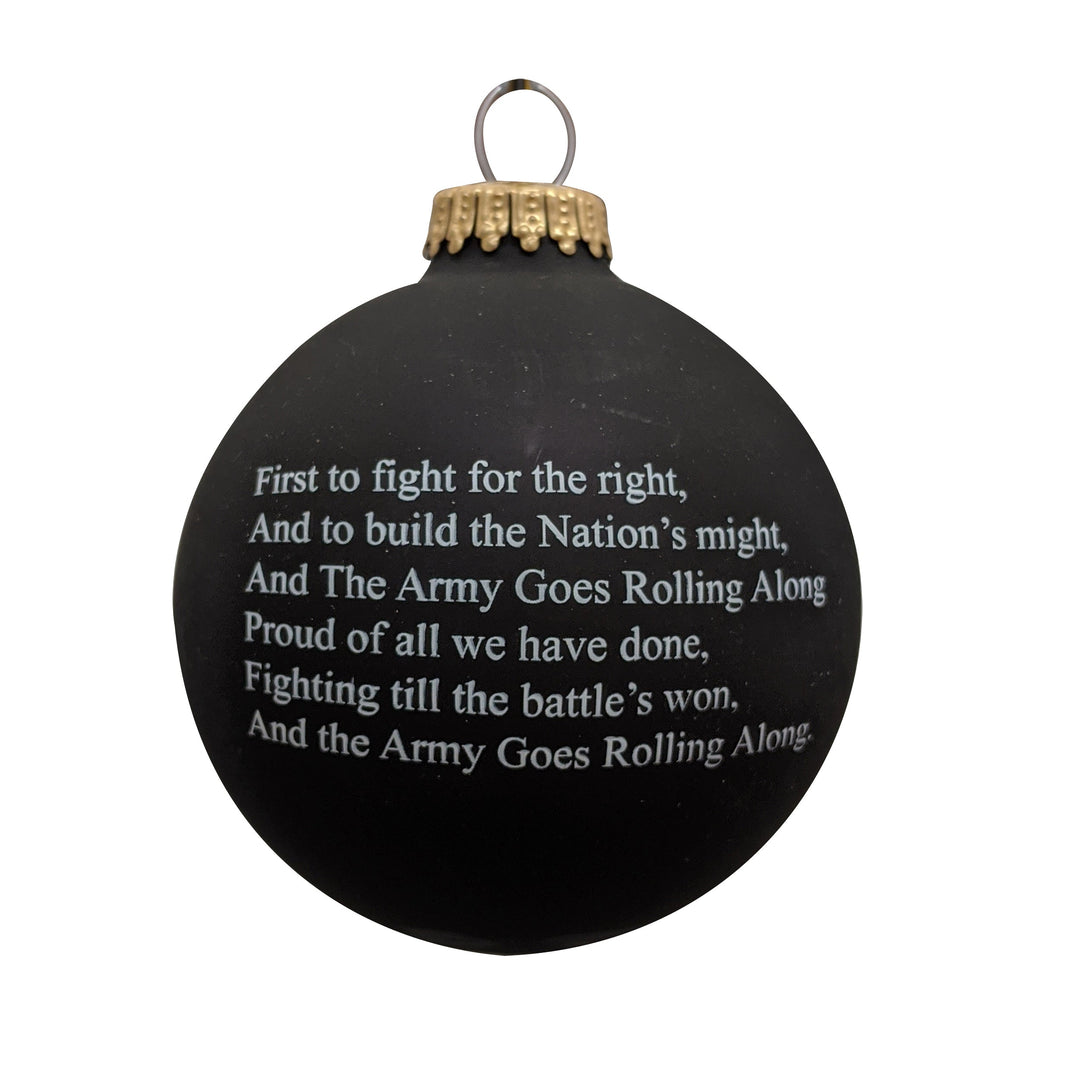 3 1/4" (80mm) Glass Ball Ornaments, Ebony Velvet - Silk US Army Logo and Hymn, 1/Box, 12/Case, 12 Pieces
