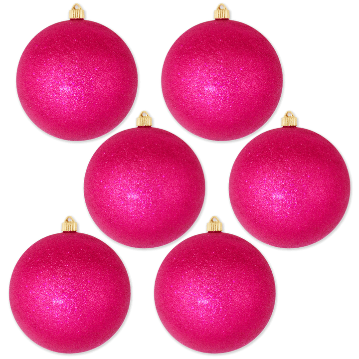 8" (200mm) Giant Commercial Shatterproof Ball Ornament, Cabernet Glitter, Case, 6 Pieces