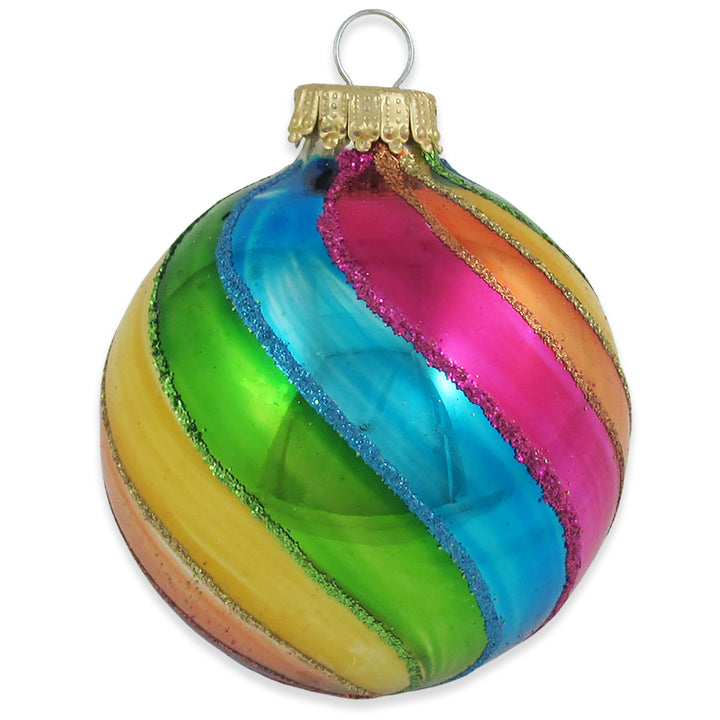 2 5/8" (67mm) Ball Ornaments Multicolor with Colorful Swirls, 4/Box, 12/Case, 48 Pieces