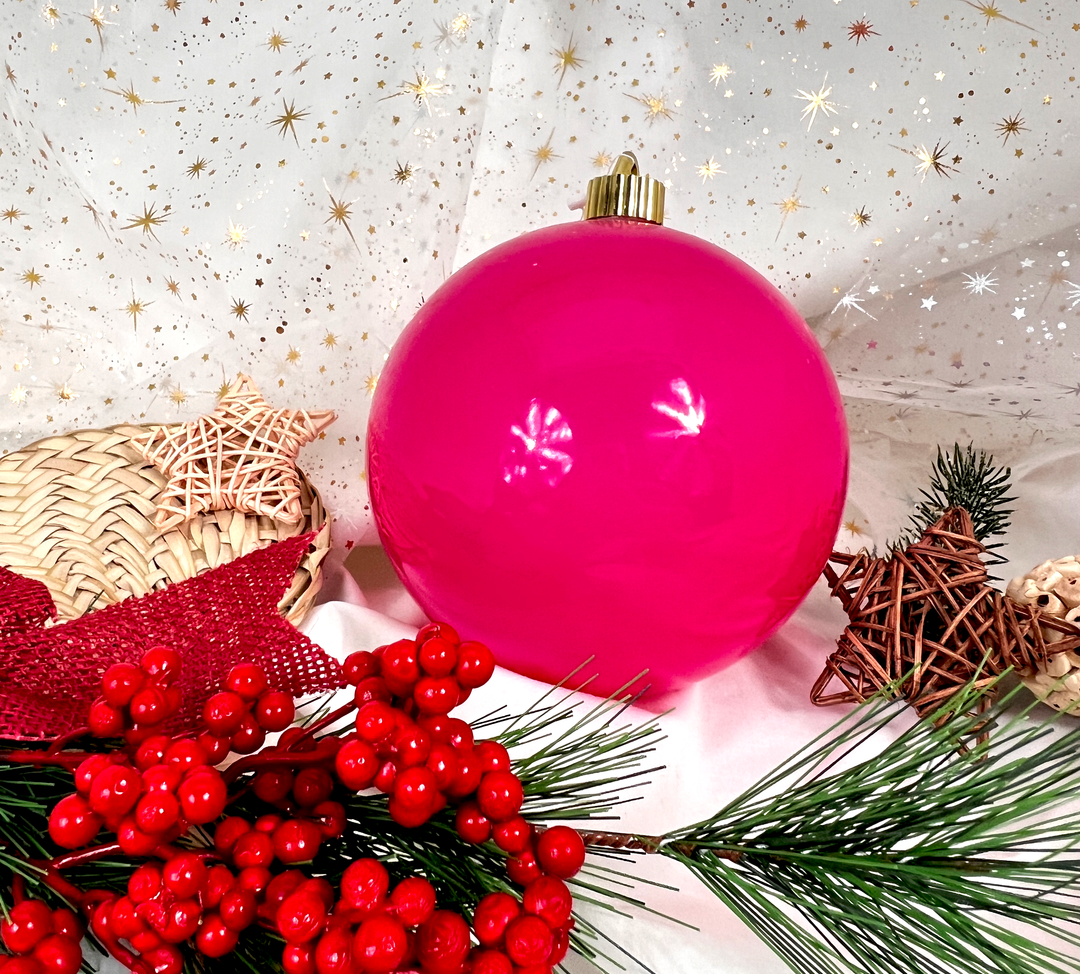 6" (150mm) Large Commercial Shatterproof Ball Ornaments, Dragon Fruit Pink, 1/Box, 12/Case, 12 Pieces