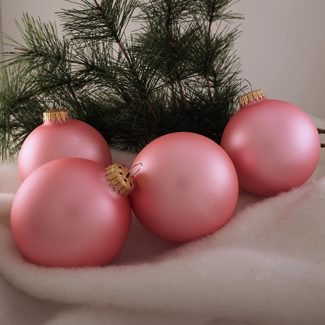 3 1/4" (80mm) Glass Ball Ornament, Tickled Pink, 4/Box, 12/Case, 48 Pieces