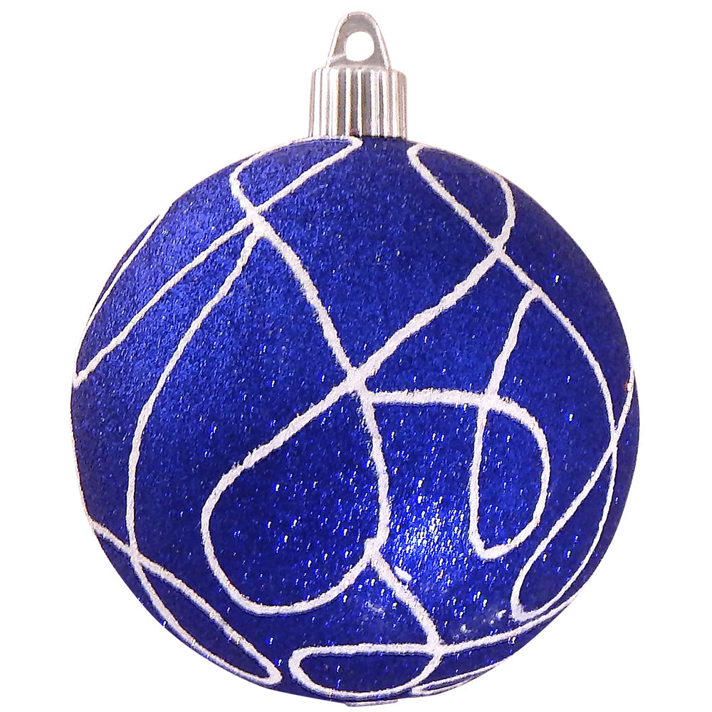 4" (100mm) Large Commercial Shatterproof Ball Ornament, Dark Blue Glitter, Case, 24 Pieces