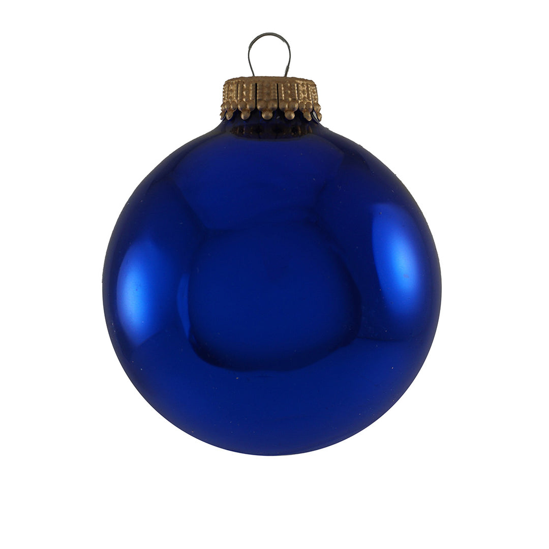 2 5/8" (67mm) Blue/White Glass Ball Trimset Decorated with with Snowman Face , 12/Box, 12/Case, 144 Pieces