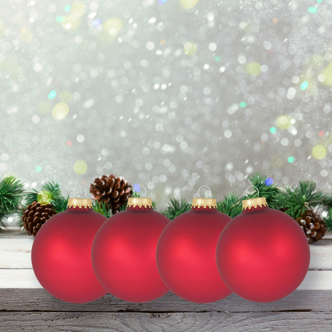 3 1/4" (80mm) Glass Ball Ornament, Red Velvet, 4/Box, 12/Case, 48 Pieces