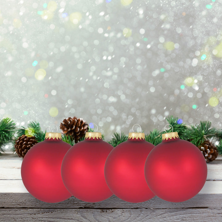 3 1/4" (80mm) Glass Ball Ornament, Red Velvet, 4/Box, 12/Case, 48 Pieces