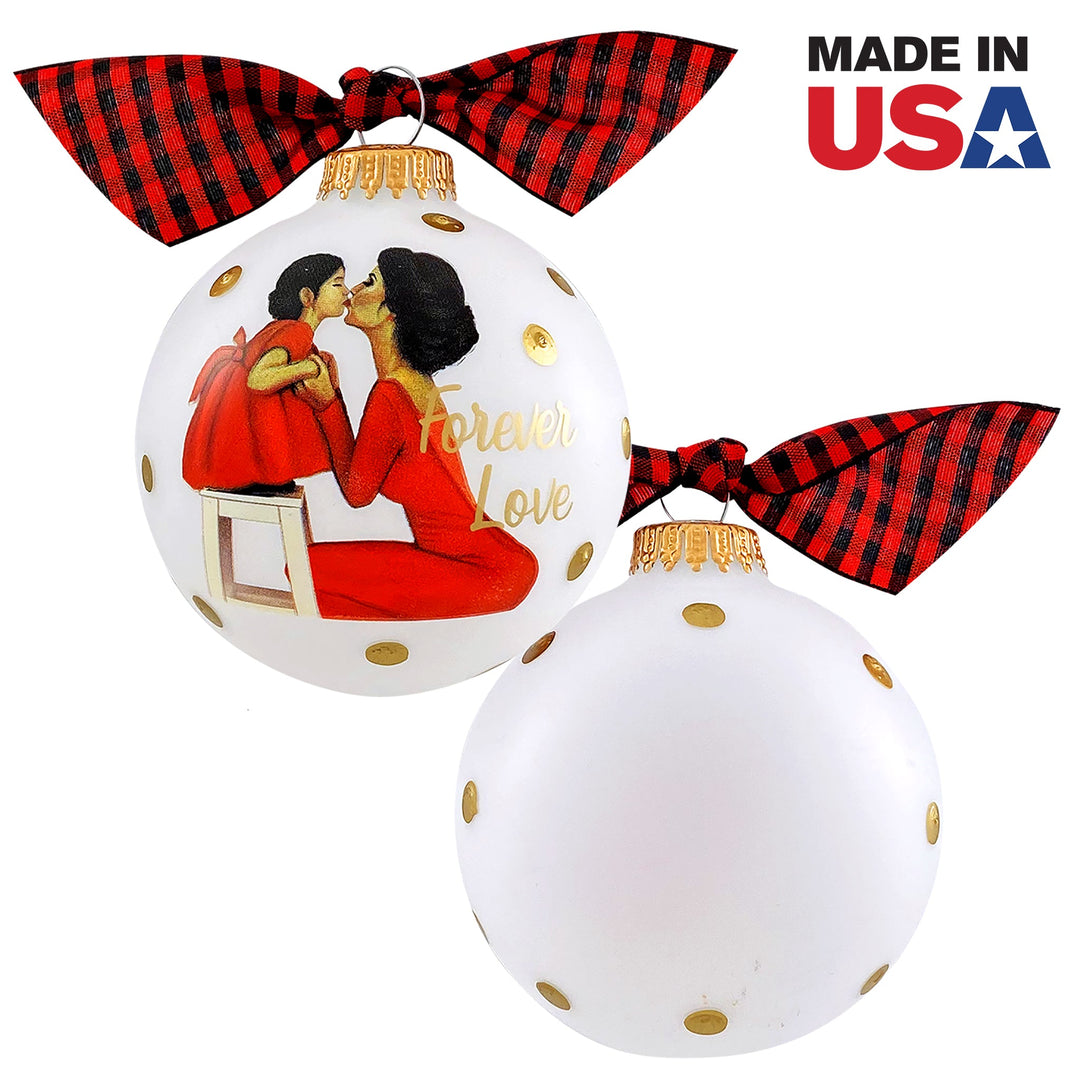 3 1/4" (80mm) Personalizable Hugs Specialty Gift Ornaments, Forever Love Mom Daughter Red Dress Design, Frost White, 1/Box, 12/Case, 12 Pieces