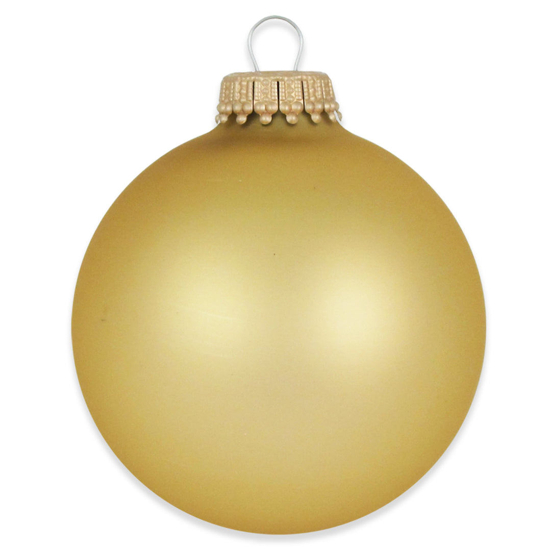 2 5/8" (67mm) Ball Ornaments, Gold Caps, Chiffon Gold, 8/Box, 12/Case, 96 Pieces