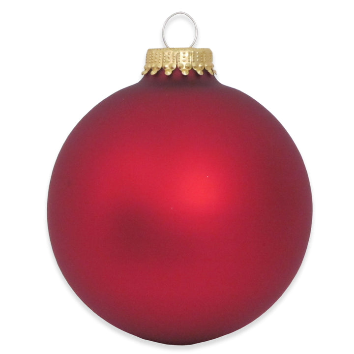 2 5/8" (67mm) Ball Ornaments, Gold Caps, Red Velvet, 8/Box, 12/Case, 96 Pieces