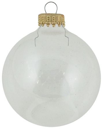 2 5/8" (67mm) Ball Ornaments, Gold Caps, Clear, 8/Box, 12/Case, 96 Pieces