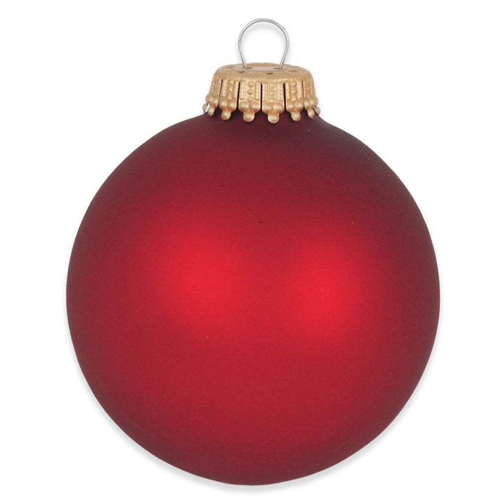 2 5/8" (67mm) Ball Ornaments, Gold Caps, Port Velvet, 8/Box, 12/Case, 96 Pieces