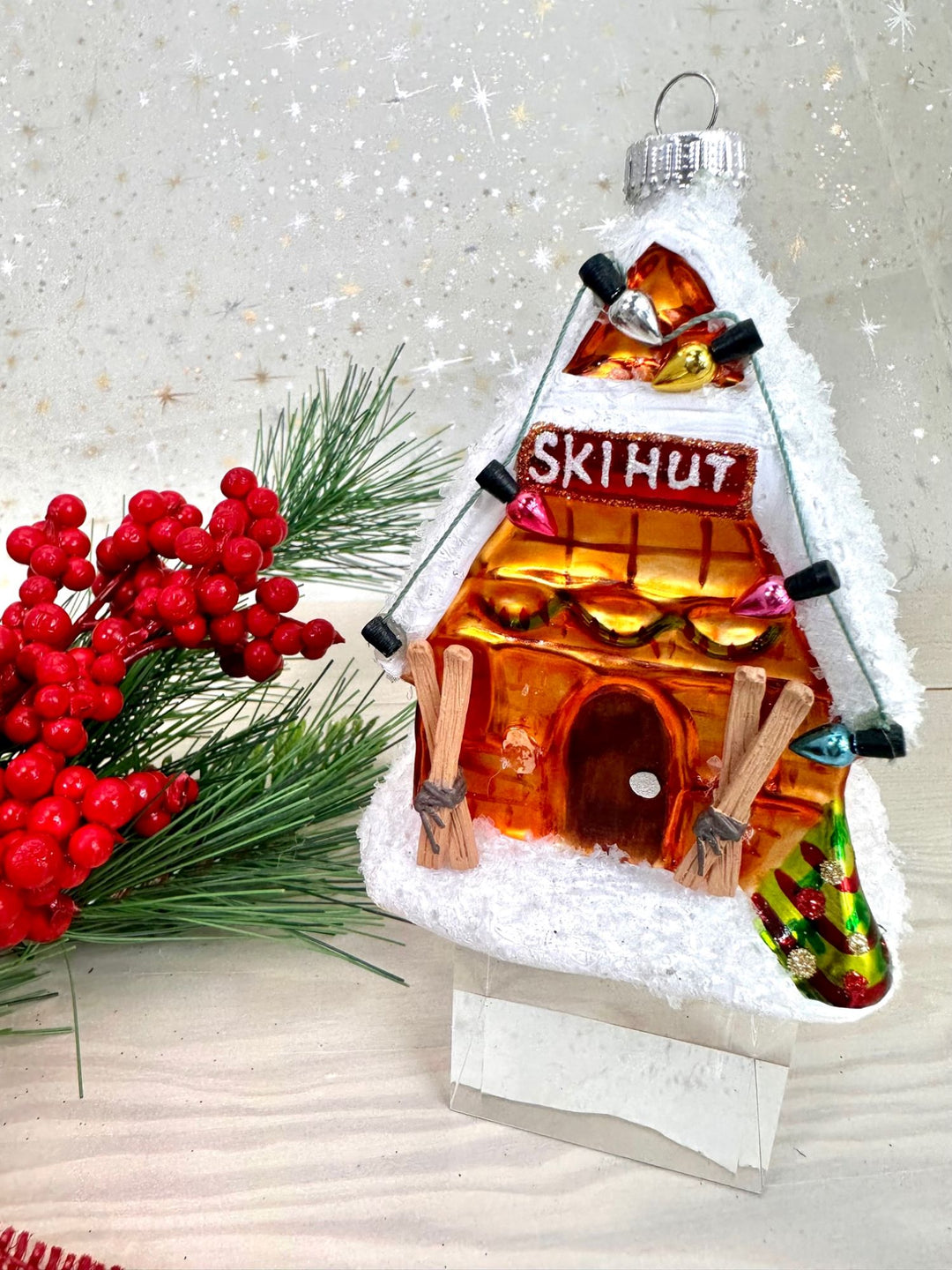 Ski Hut Figurine Ornaments, 1/Box, 6/Case, 6 Pieces