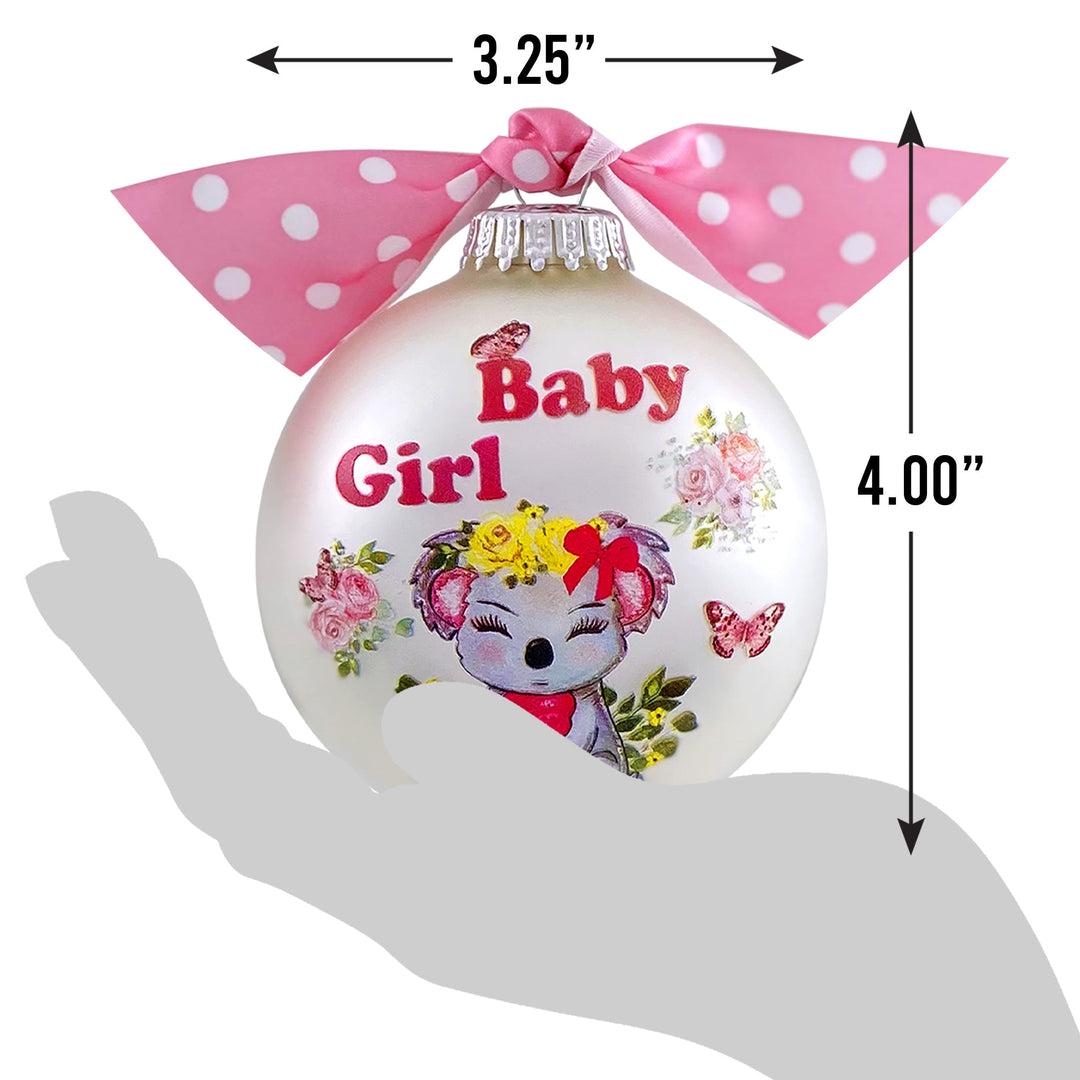 3 1/4" (80mm) Personalizable Hugs Specialty Gift Ornaments, Baby Girl Koala, Silver Pearl, 1/Box, 12/Case, 12 Pieces