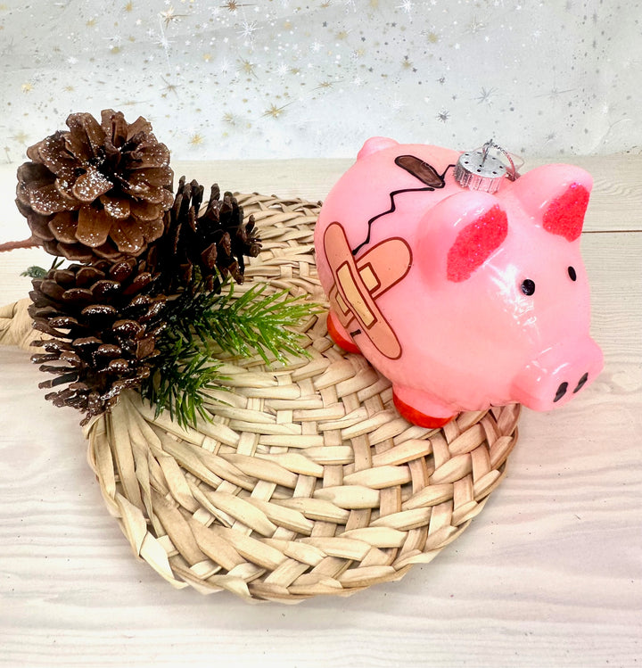 4" (100mm) Cracked Piggy Bank Figurine Ornaments, 1/Box, 6/Case, 6 Pieces