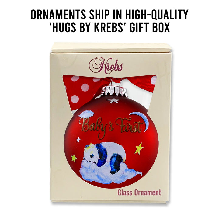 3 1/4" (80mm) Personalizable Hugs Specialty Gift Ornaments, Port Velvet Glass Ball with Baby's First Panda Girl