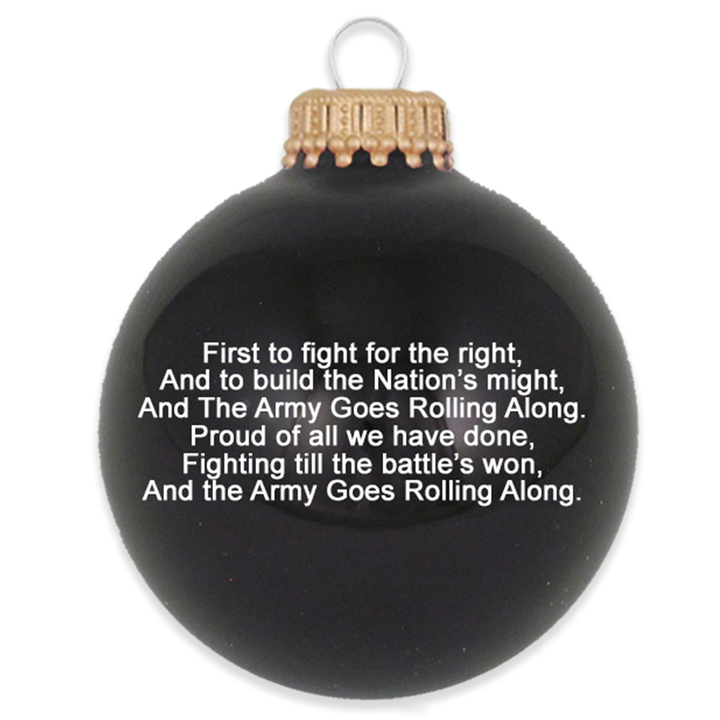3 1/4" (80mm) Ball Ornaments, US Army Logo and Hymn, Ebony Velvet, 1/Box, 12/Case, 12 Pieces