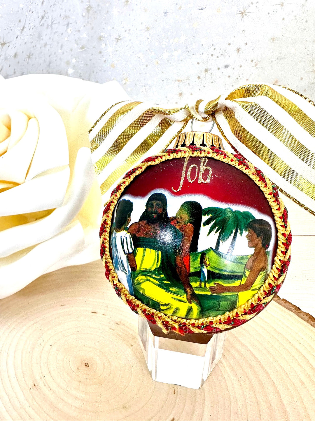 3 1/4" Collectable Bible Hero Glass Ornament Made in USA | Hugs Special Occasions Keepsake Gifts |