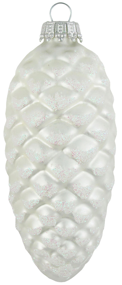 4" (100mm) Silver Pearl 4" Pinecones Figurine Ornaments, 3/Box, 12/Case, 36 Pieces