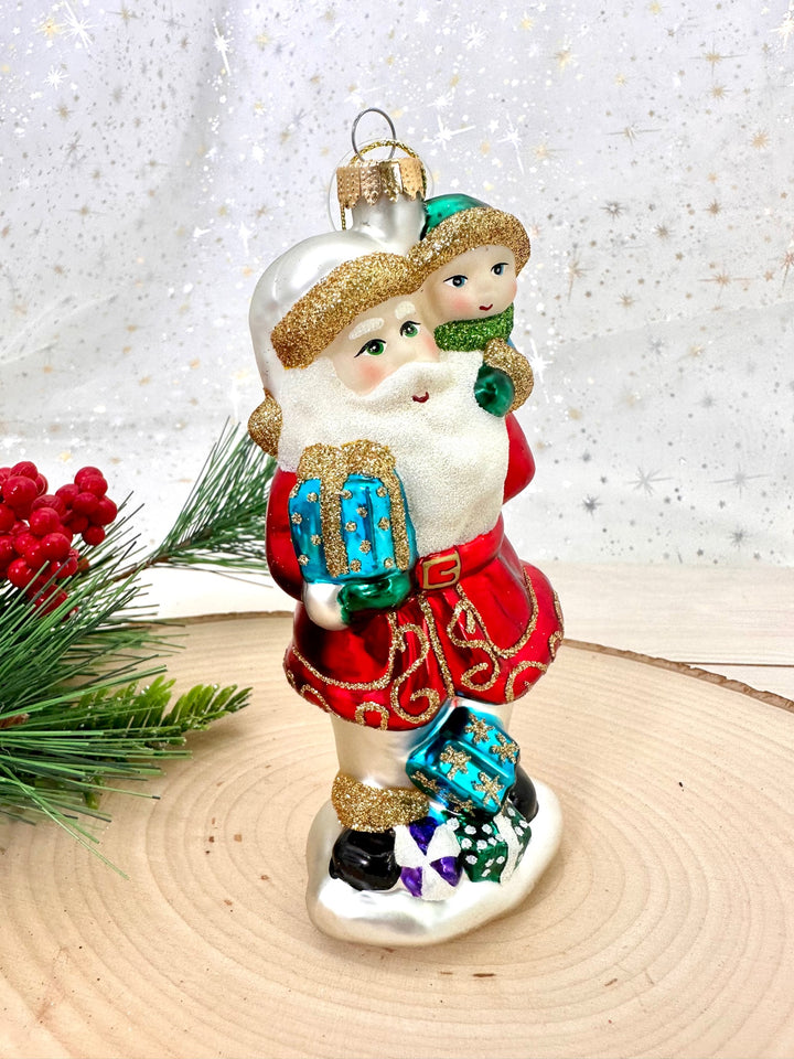 5 1/2" (133mm) Santa with Child Figurine Ornaments, 1/Box, 6/Case, 6 Pieces