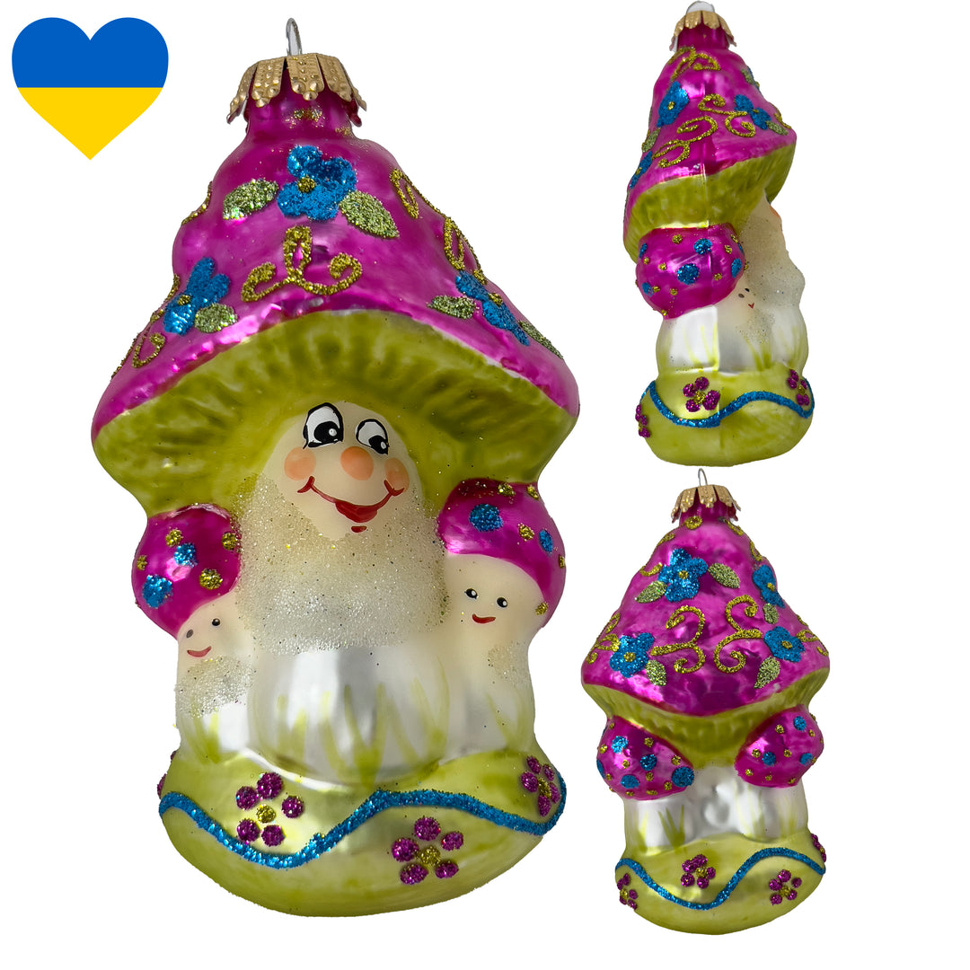 4.6 inches (9cm) Enchanted Mushroom Pink, Figurine Ornaments, 1/Box, 6/Case, 6 Pieces