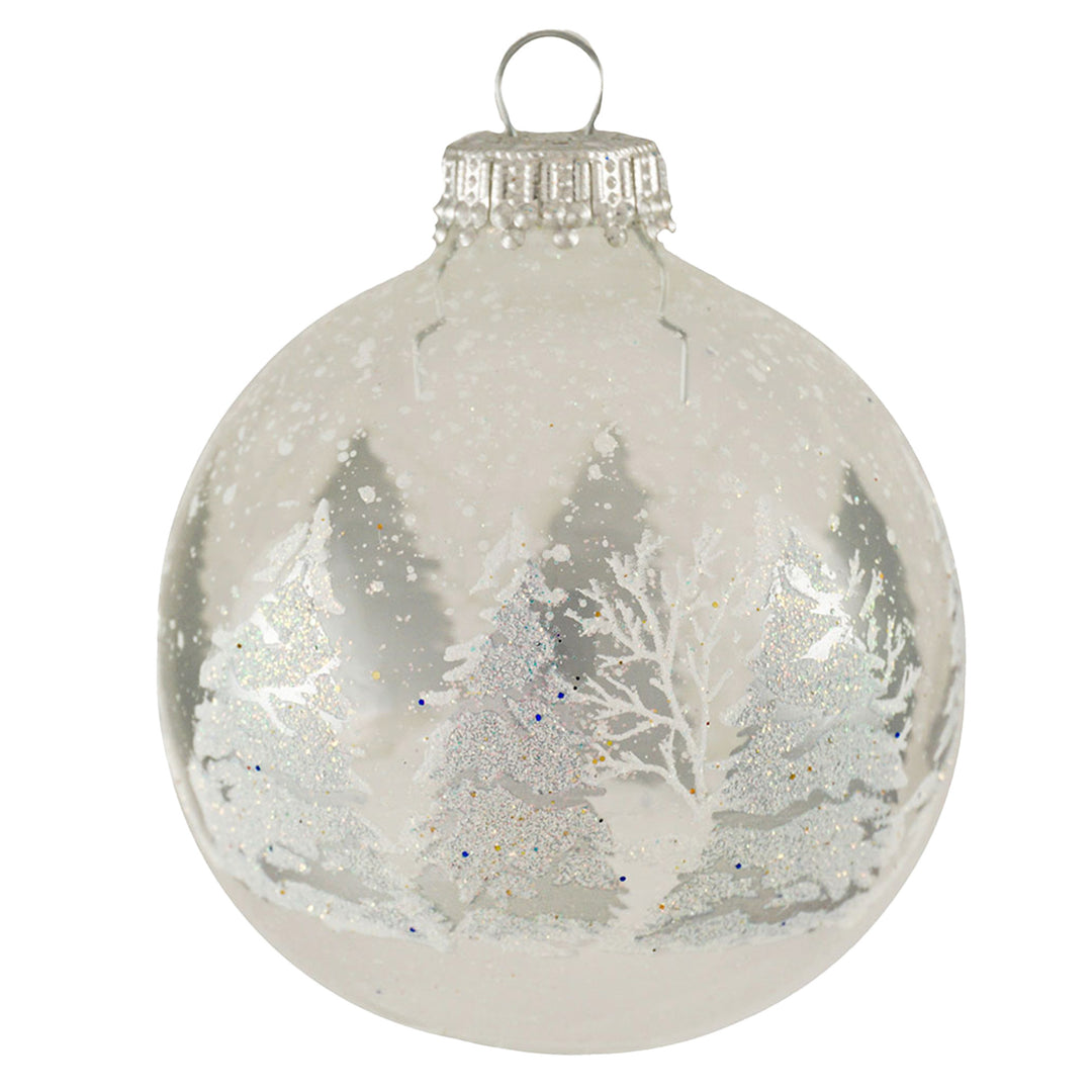 2 5/8" (67mm) Ball Ornaments, Silver with Silver / White Festive Trees Variety Set, 12/Box, 12/Case, 144 Pieces