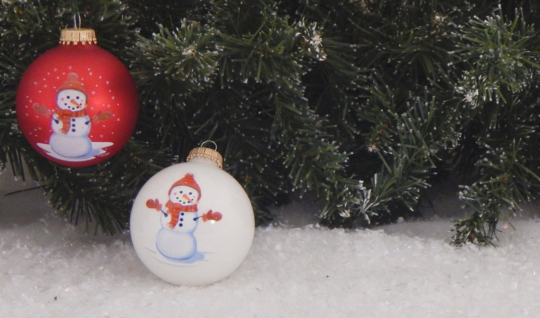 2 5/8" (67mm) Ball Ornaments, Red Hat Snowman, Multi, 4/Box, 12/Case, 48 Pieces