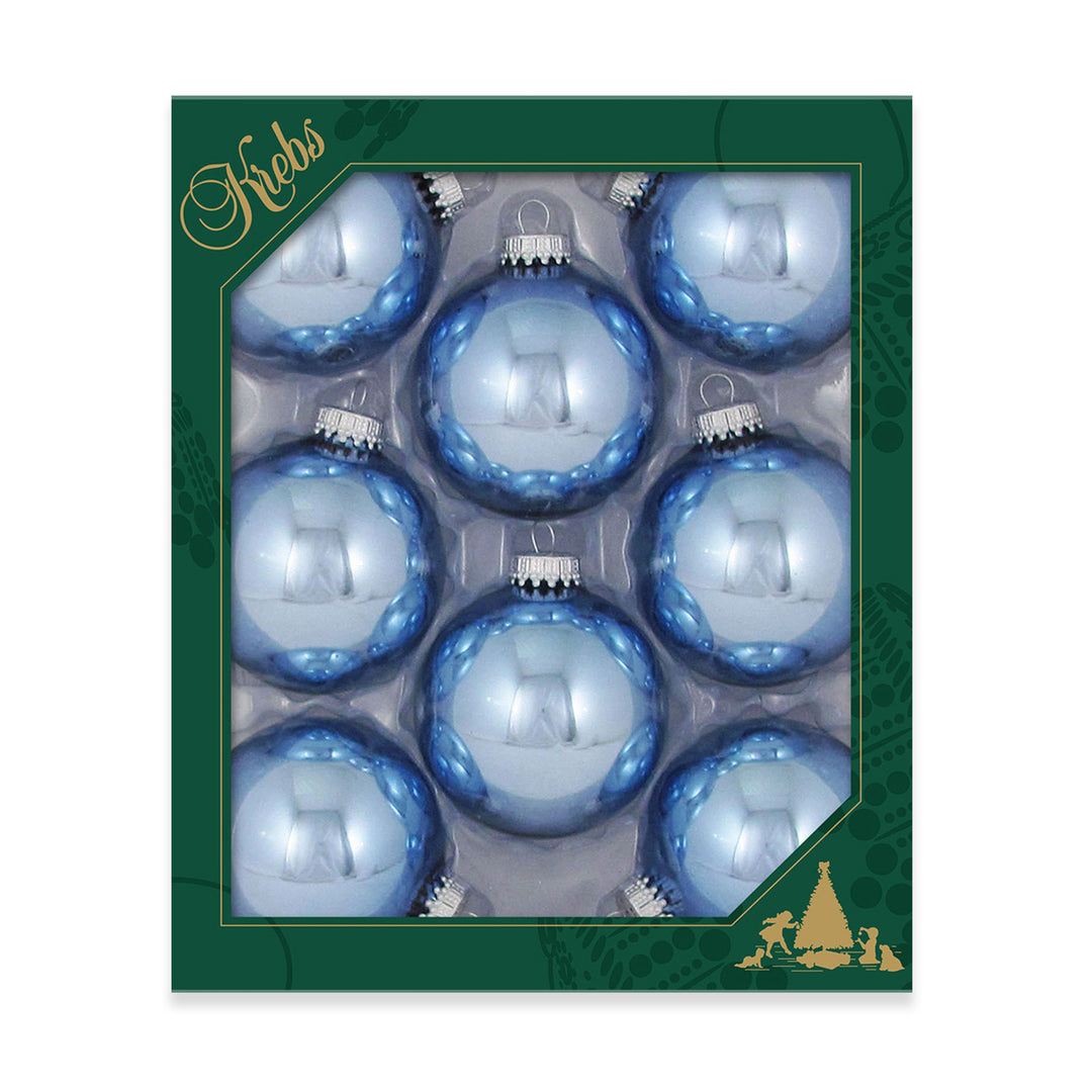 2 5/8" (67mm) Ball Ornaments, Silver Caps, Alpine Shine, 8/Box, 12/Case, 96 Pieces