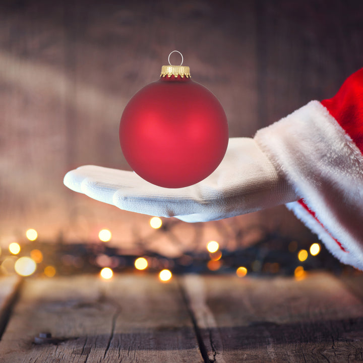 3 1/4" (80mm) Glass Ball Ornament, Red Velvet, 4/Box, 12/Case, 48 Pieces