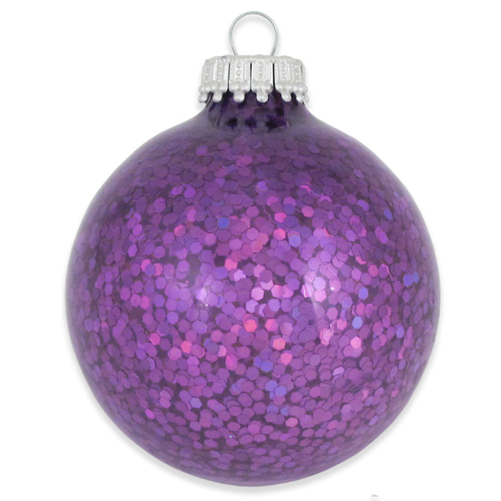 2 5/8" (67mm) Glass Ball Ornaments, Amethyst Spangle, 6/Box, 12/Case, 72 Pieces