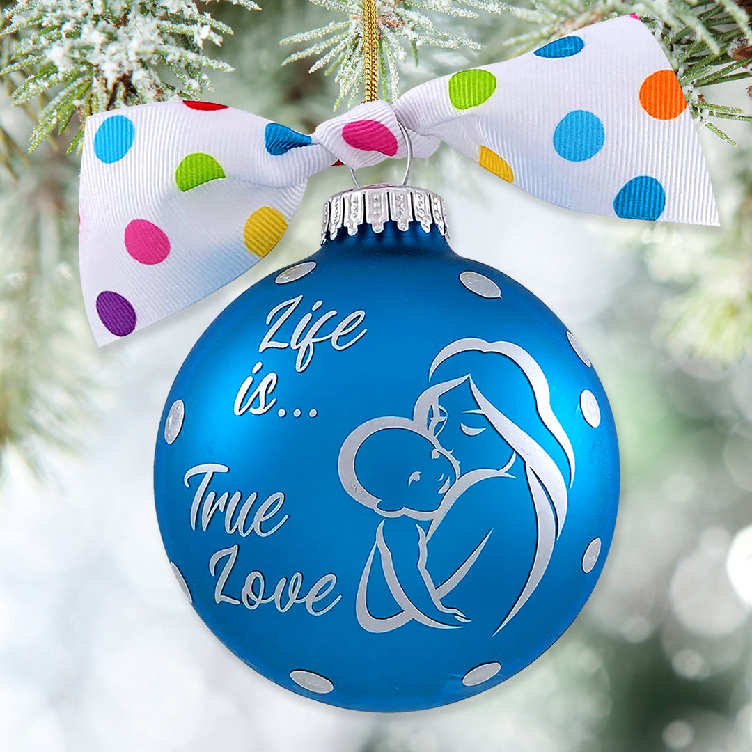 3 1/4" (80mm) Personalizable Hugs Specialty Gift Ornaments, Life is True Love, Turquoise Bliss Velvet, 1/Box, 12/Case, 12 Pieces