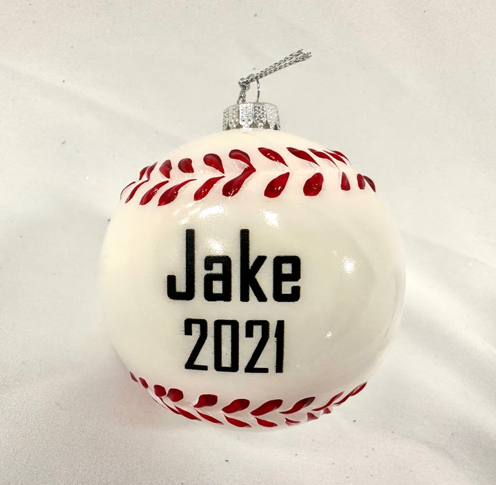 3" (76mm) Glass Baseball Round Ornaments, 1/Box, 12/Case, 12 Pieces