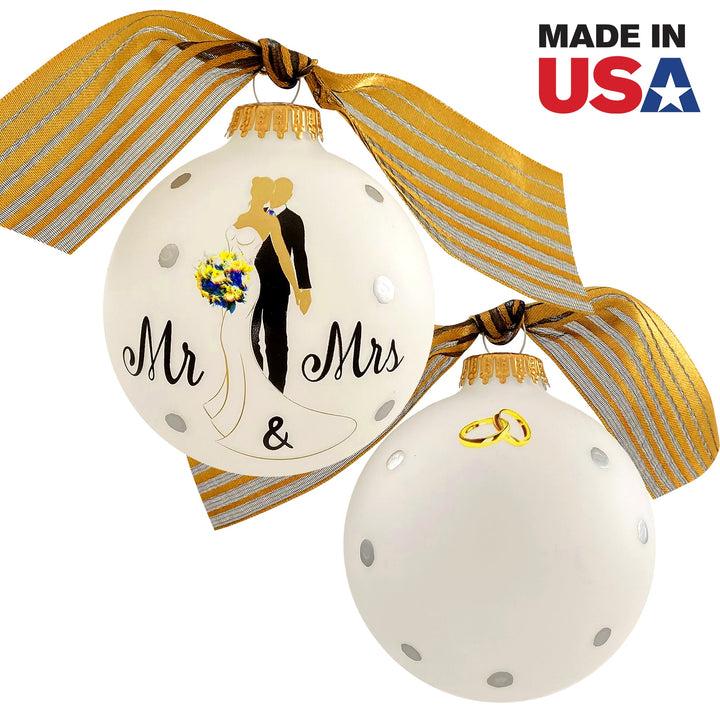 3 1/4" (80mm) Personalizable Hugs Specialty Gift Ornaments, Mr. & Mrs. Wedding Couple Design, Frost White, 1/Box, 12/Case, 12 Pieces