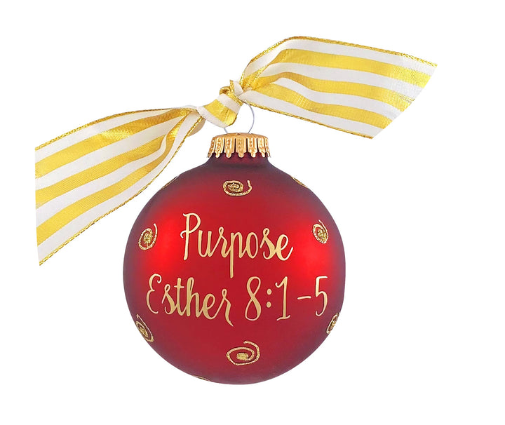 3 1/4" (80mm) Personalizable Hugs Specialty Gift Ornaments, Port Velvet Glass Ball with Bible Hero/ Esther