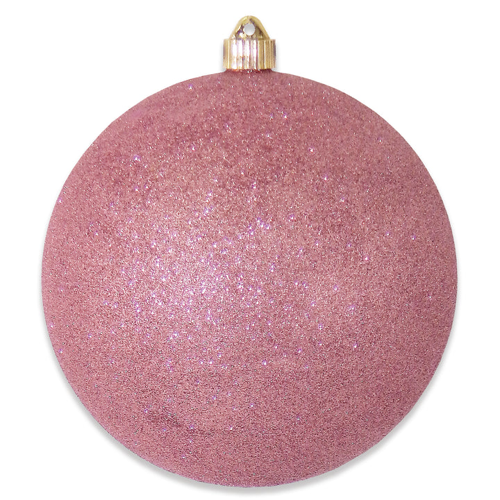 8" (200mm) Giant Commercial Shatterproof Ball Ornament, Rose Glitter, Case, 6 Pieces