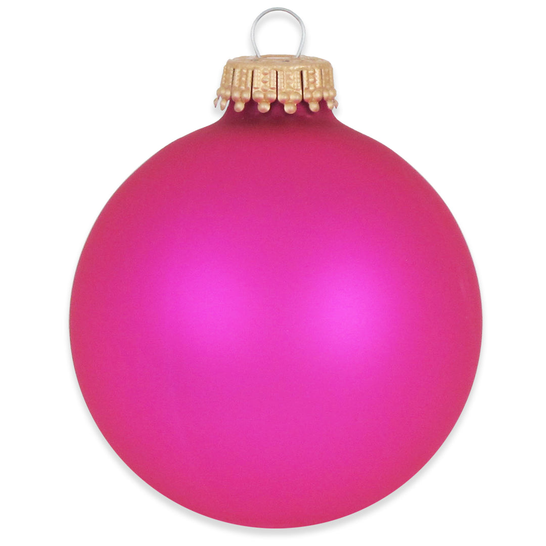2 5/8" (67mm) Ball Ornaments, Gold Caps, Bubblegum Velvet, 8/Box, 12/Case, 96 Pieces