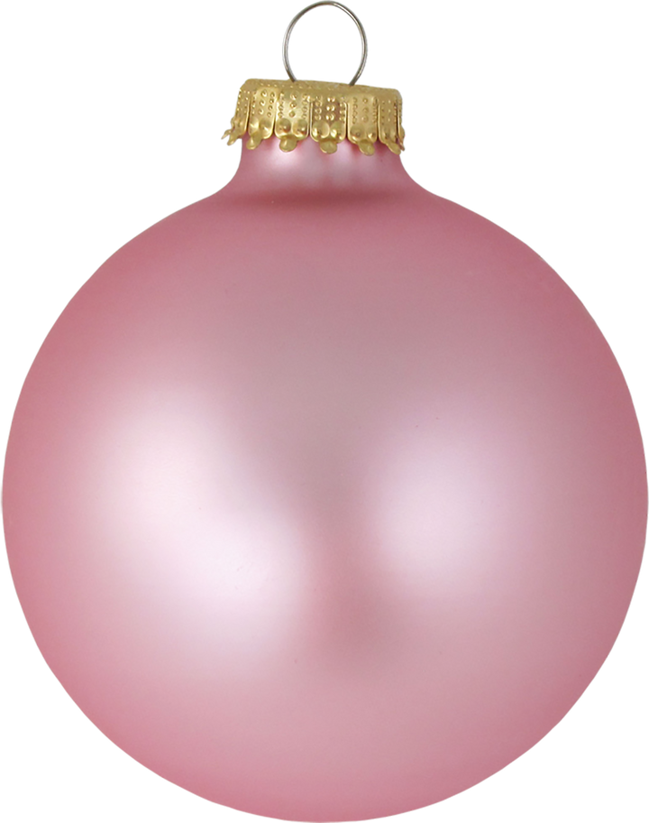 2 5/8" (67mm) Ball Ornaments, Gold Caps, Tickled Pink, 8/Box, 12/Case, 96 Pieces