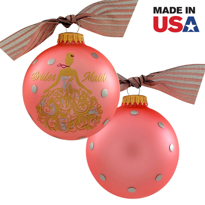 3 1/4" (80mm) Personalizable Hugs Specialty Gift Ornaments, Bridesmaid, Chic Pink. 1/Box, 12/Case, 12 Pieces