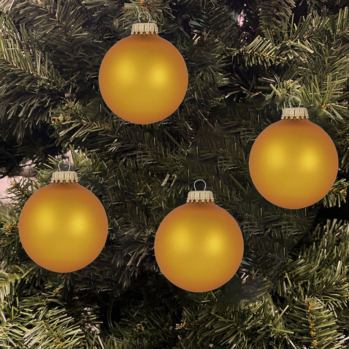 2 5/8" (67mm) Ball Ornaments, Gold Caps, Old Gold Velvet, 8/Box, 12/Case, 96 Pieces